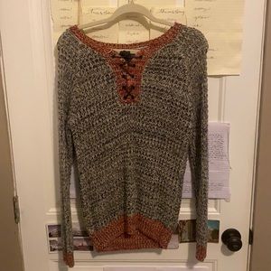Women’s gray lace up sweet wanderer sweater